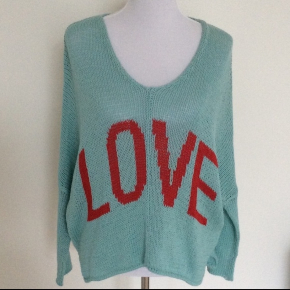 Mint Green Love sweater